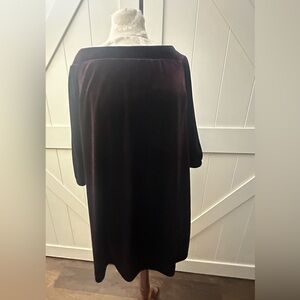 Large burgundy off the shoulder velvet Vince Camuto dress